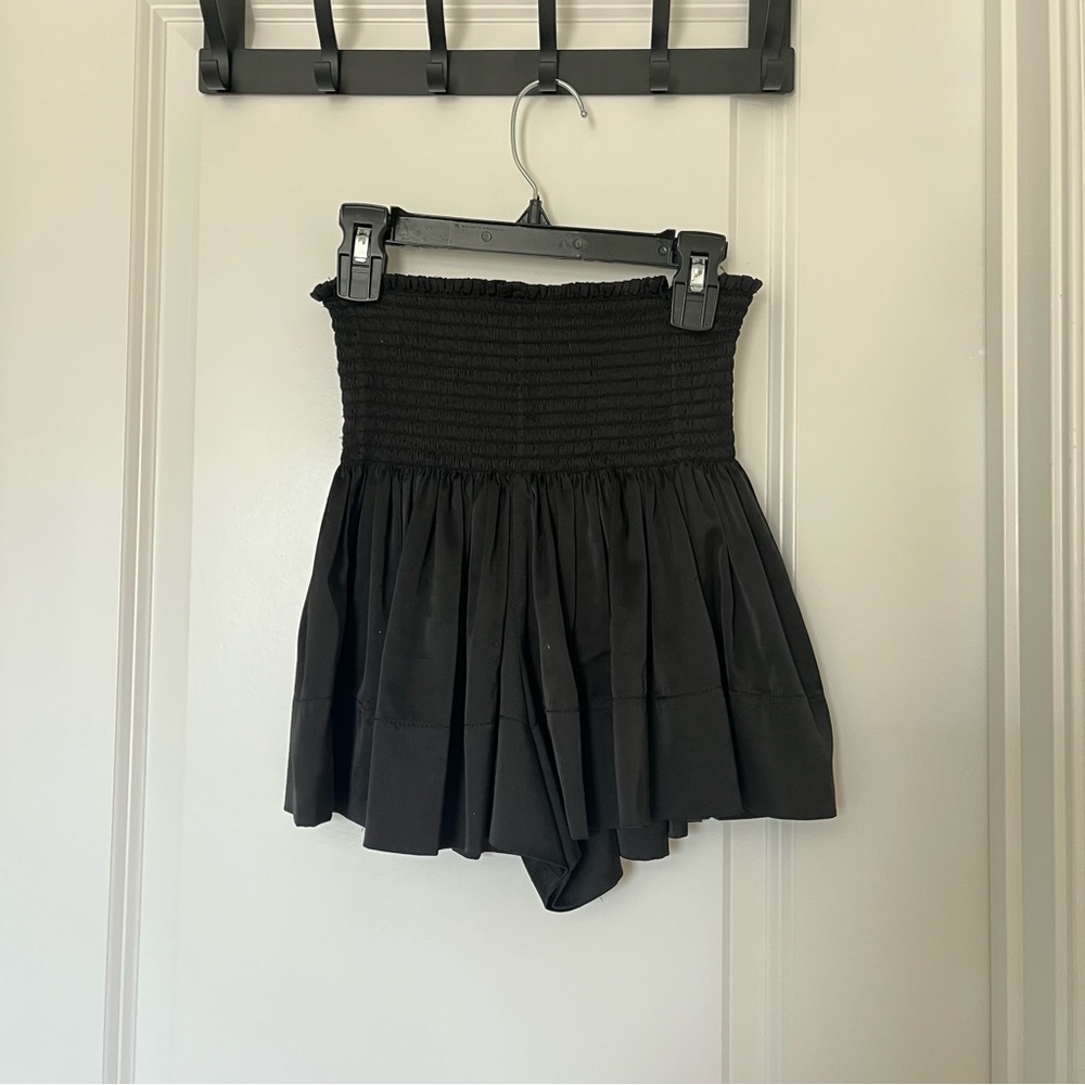 Natural Life XS Black Smocked Waist Daisy High Waist Silky Flowy Shorts